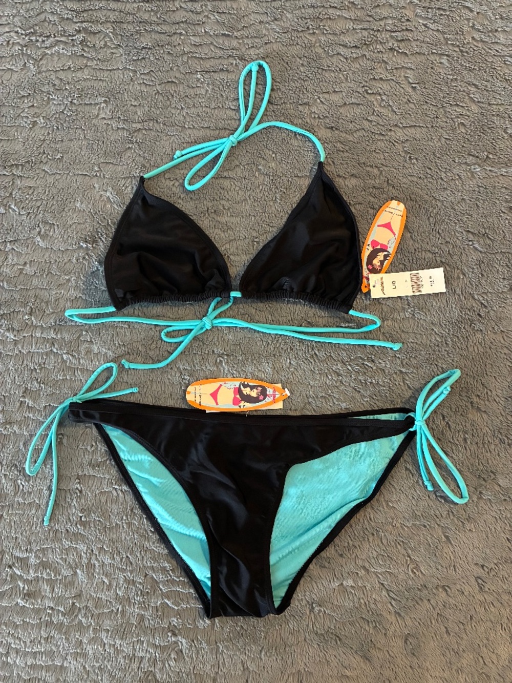 MASSIVE $10 SALE Two Piece Ardene’s Bikini Set Black w Blue Lined